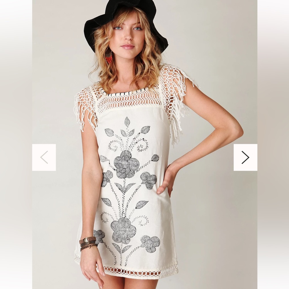 Free People Mexican Embroidered Shift Dress